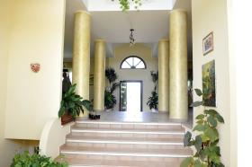 Zeytinlik içinde yer alan üç katlı villa.